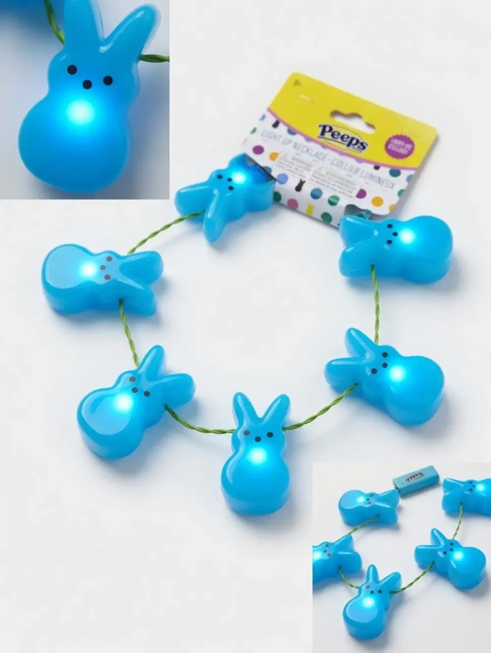 Peeps Light Up Bunny Necklace – Blue Easter Glow Fun!